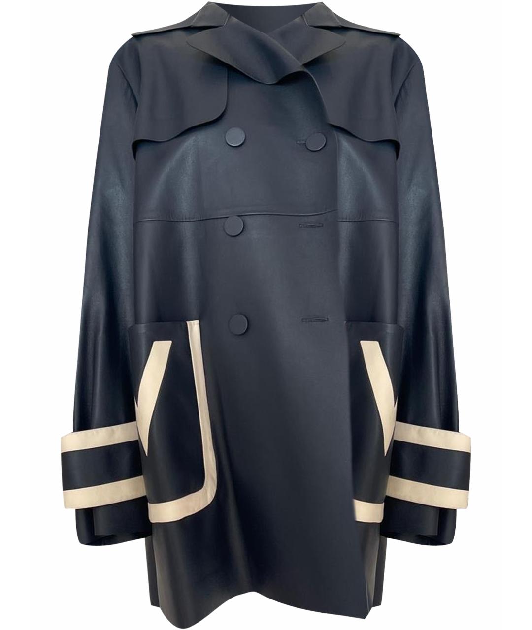 VALENTINO Темно-синяя кожаная куртка, фото 1