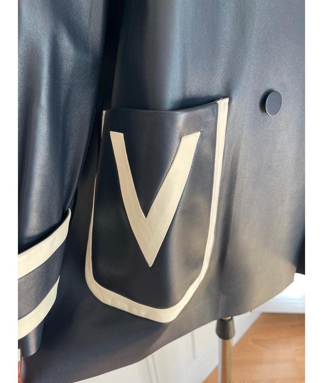 VALENTINO Темно-синяя кожаная куртка, фото 7