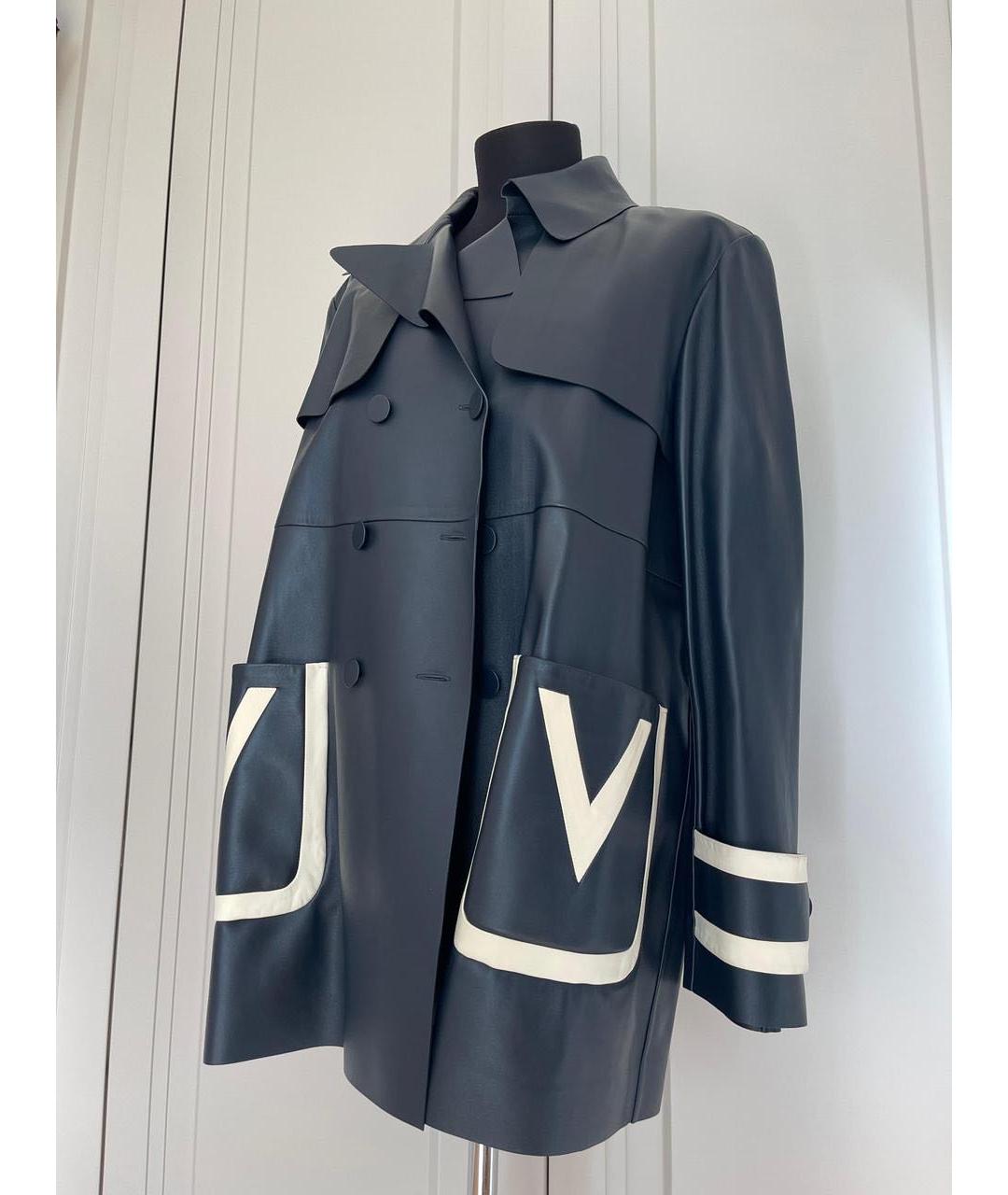 VALENTINO Темно-синяя кожаная куртка, фото 8