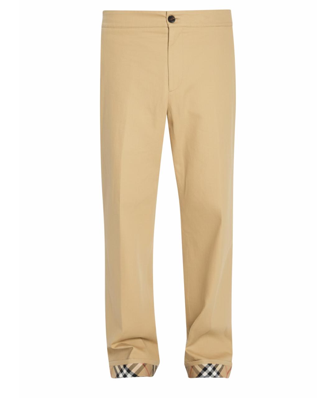 BURBERRY Бежевые хлопковые повседневные брюки, фото 1