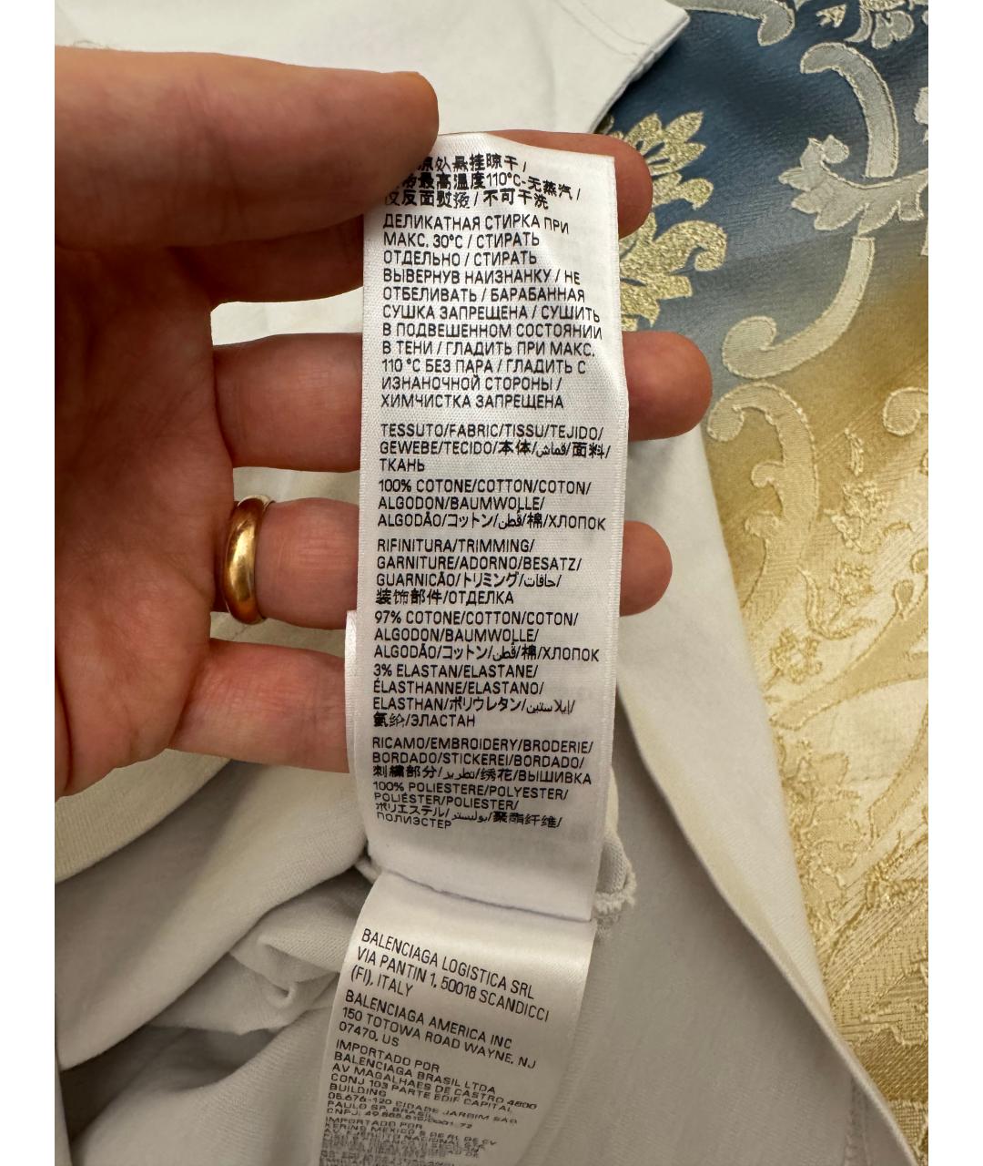 BALENCIAGA Белая хлопковая футболка, фото 7