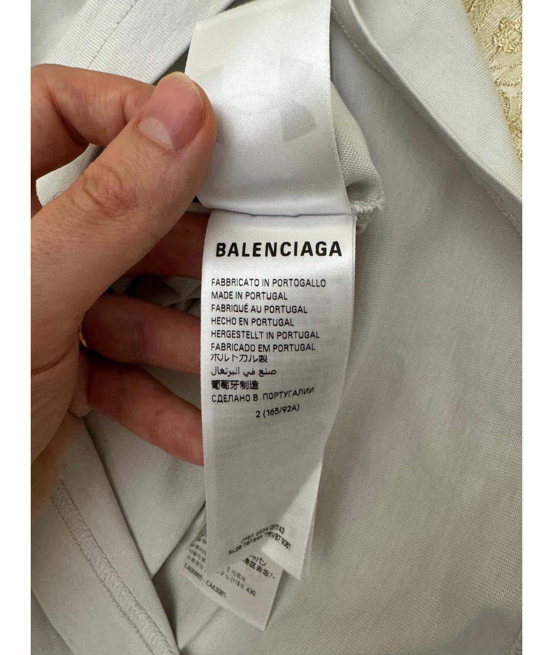 BALENCIAGA Белая хлопковая футболка, фото 6