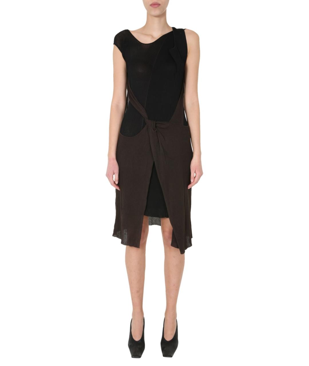 BOTTEGA VENETA Коричневое хлопковое повседневное платье, фото 4