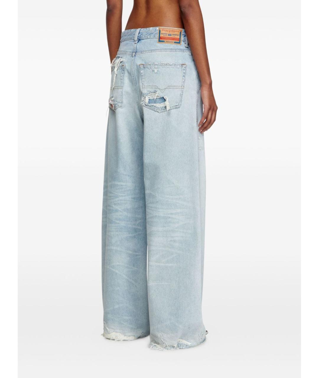 DIESEL Голубые хлопковые прямые джинсы, фото 4