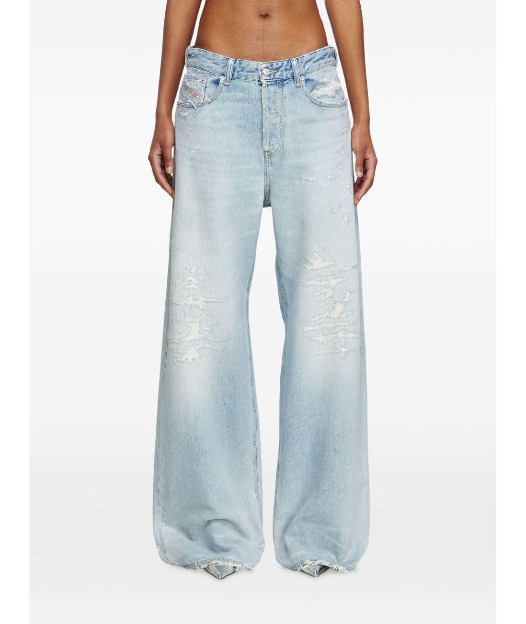 DIESEL Голубые хлопковые прямые джинсы, фото 3