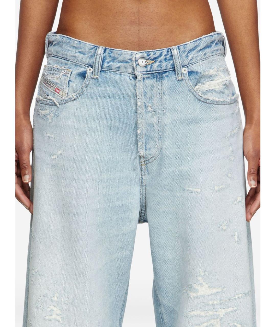 DIESEL Голубые хлопковые прямые джинсы, фото 5