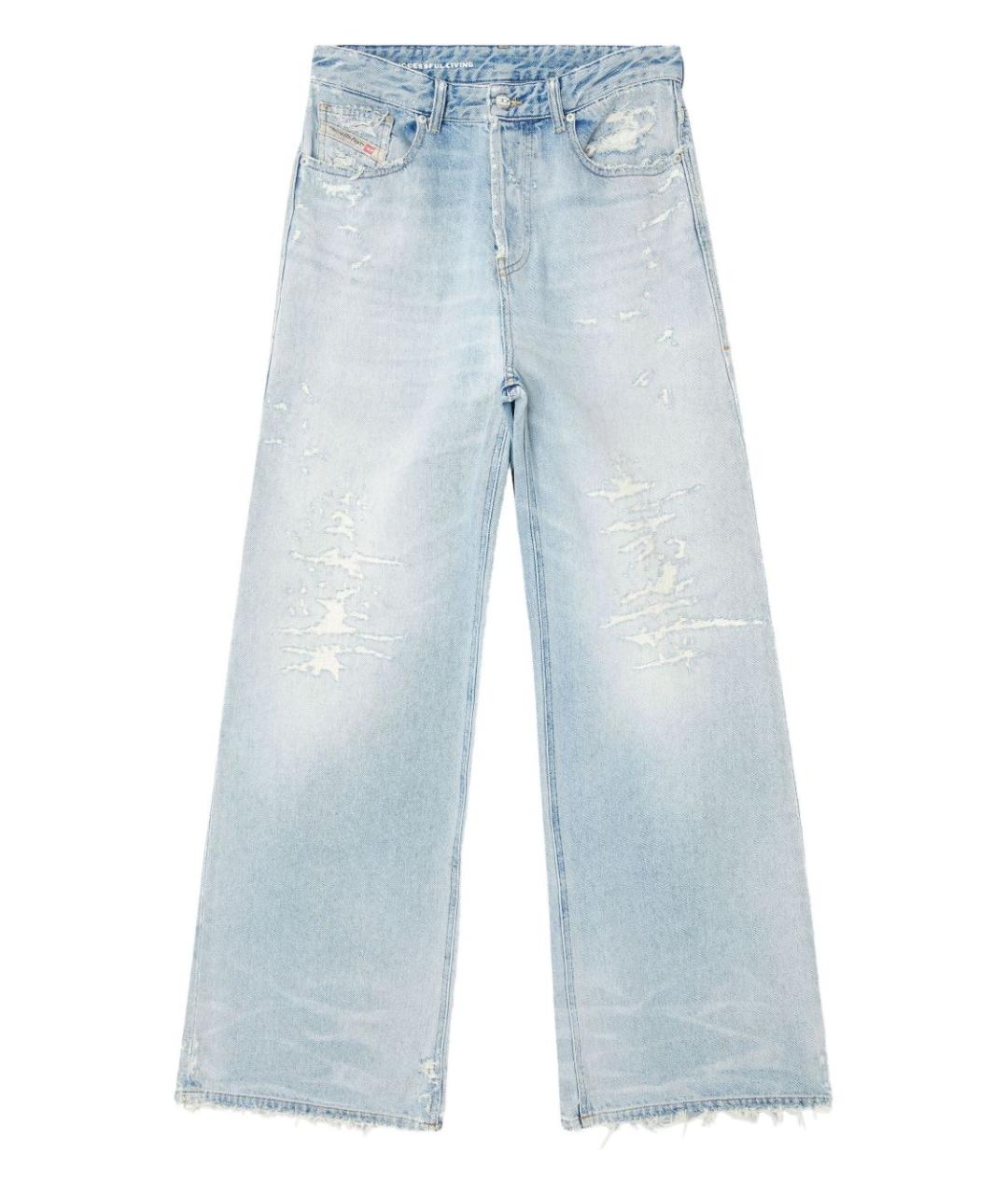 DIESEL Голубые хлопковые прямые джинсы, фото 1