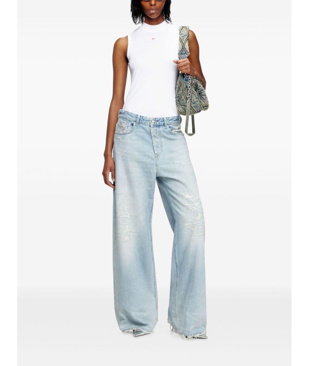 DIESEL Голубые хлопковые прямые джинсы, фото 2