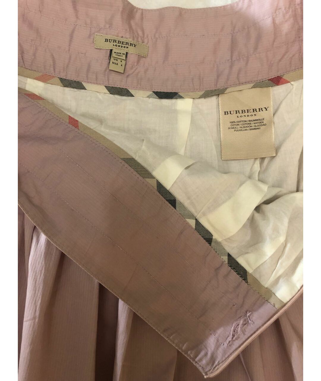 BURBERRY Розовая хлопковая юбка миди, фото 4