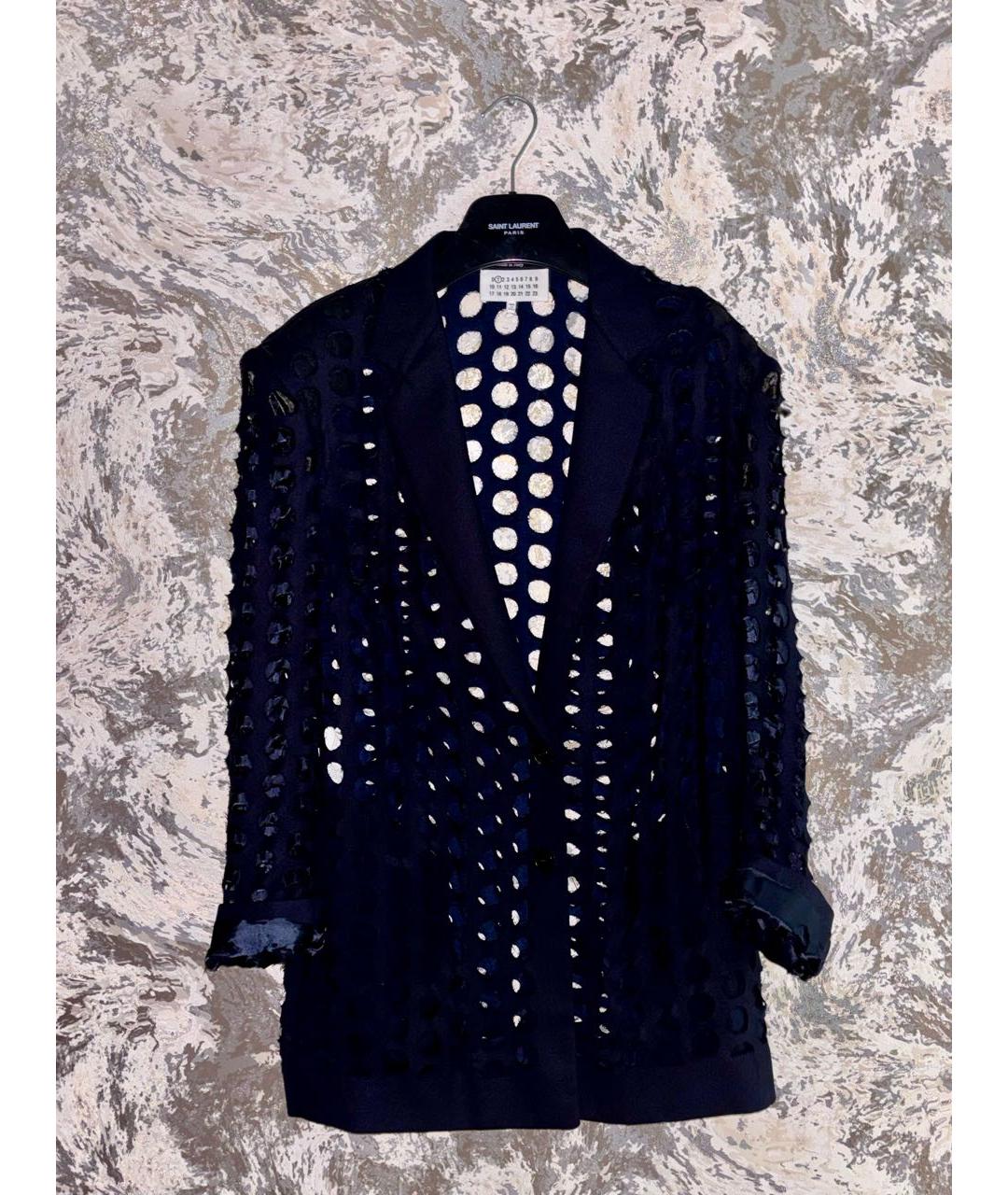 MAISON MARGIELA Темно-синий шерстяной тренч/плащ, фото 5