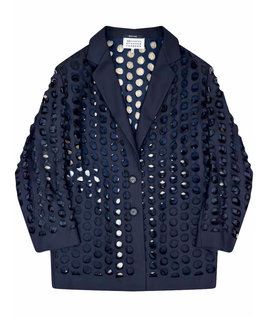 MAISON MARGIELA Темно-синий шерстяной тренч/плащ, фото 1