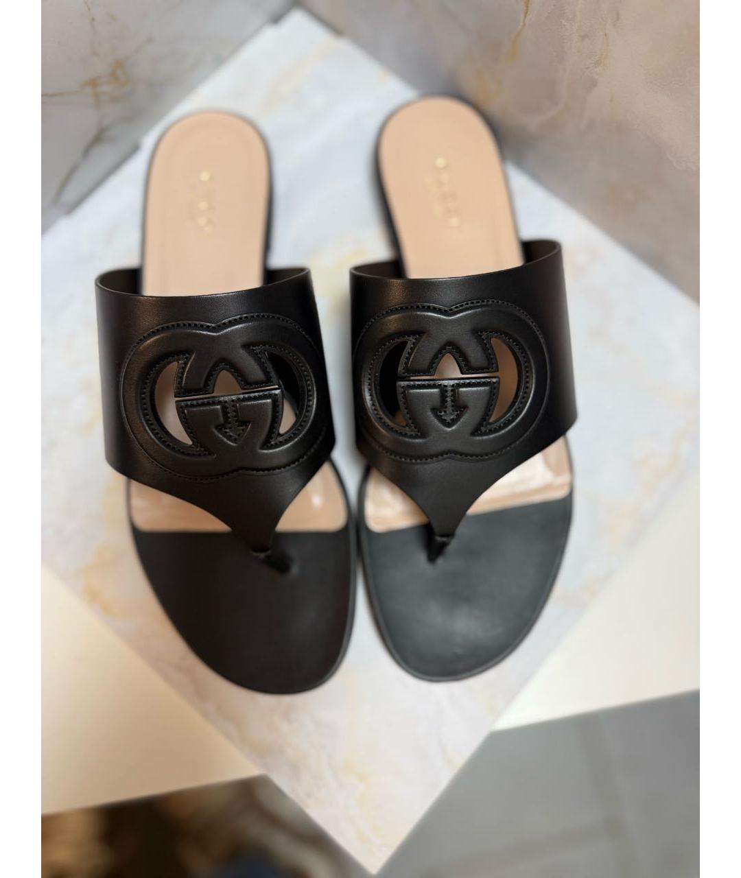 GUCCI Черные кожаные сандалии, фото 2