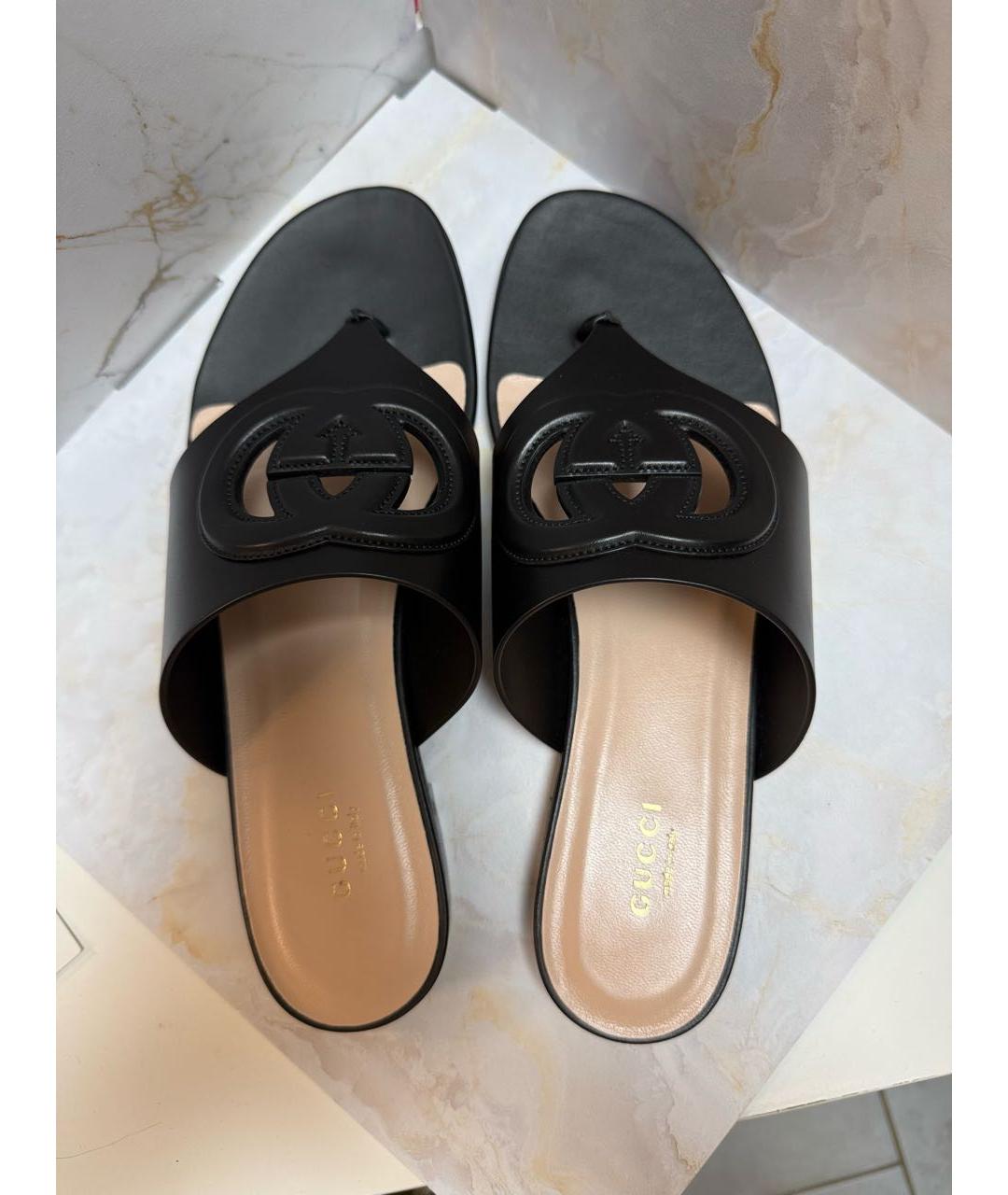 GUCCI Черные кожаные сандалии, фото 3