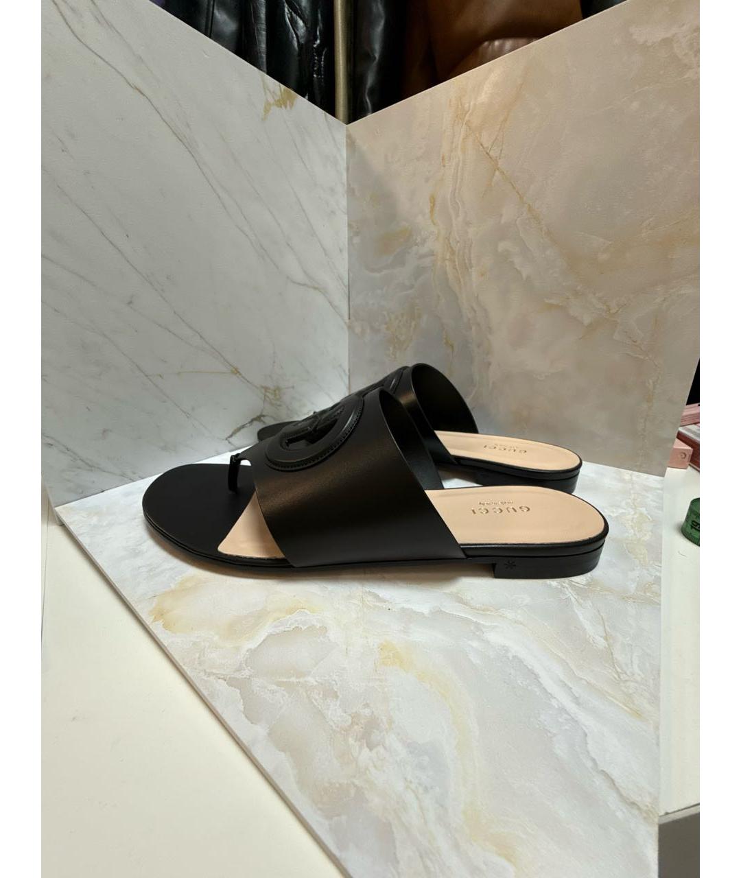 GUCCI Черные кожаные сандалии, фото 5