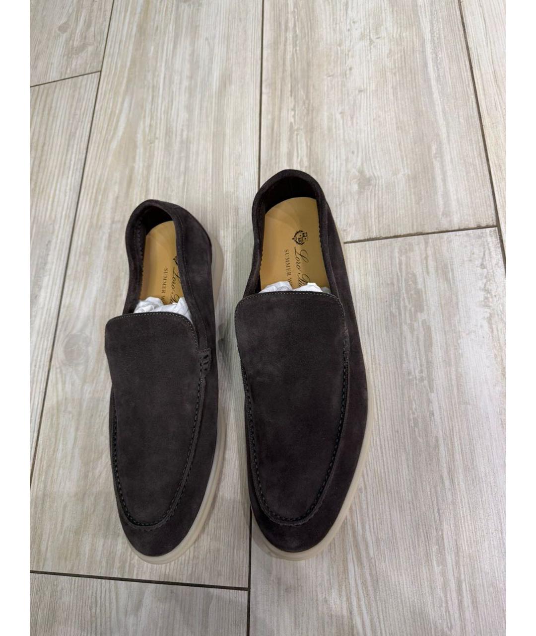 LORO PIANA Коричневые замшевые лоферы, фото 4