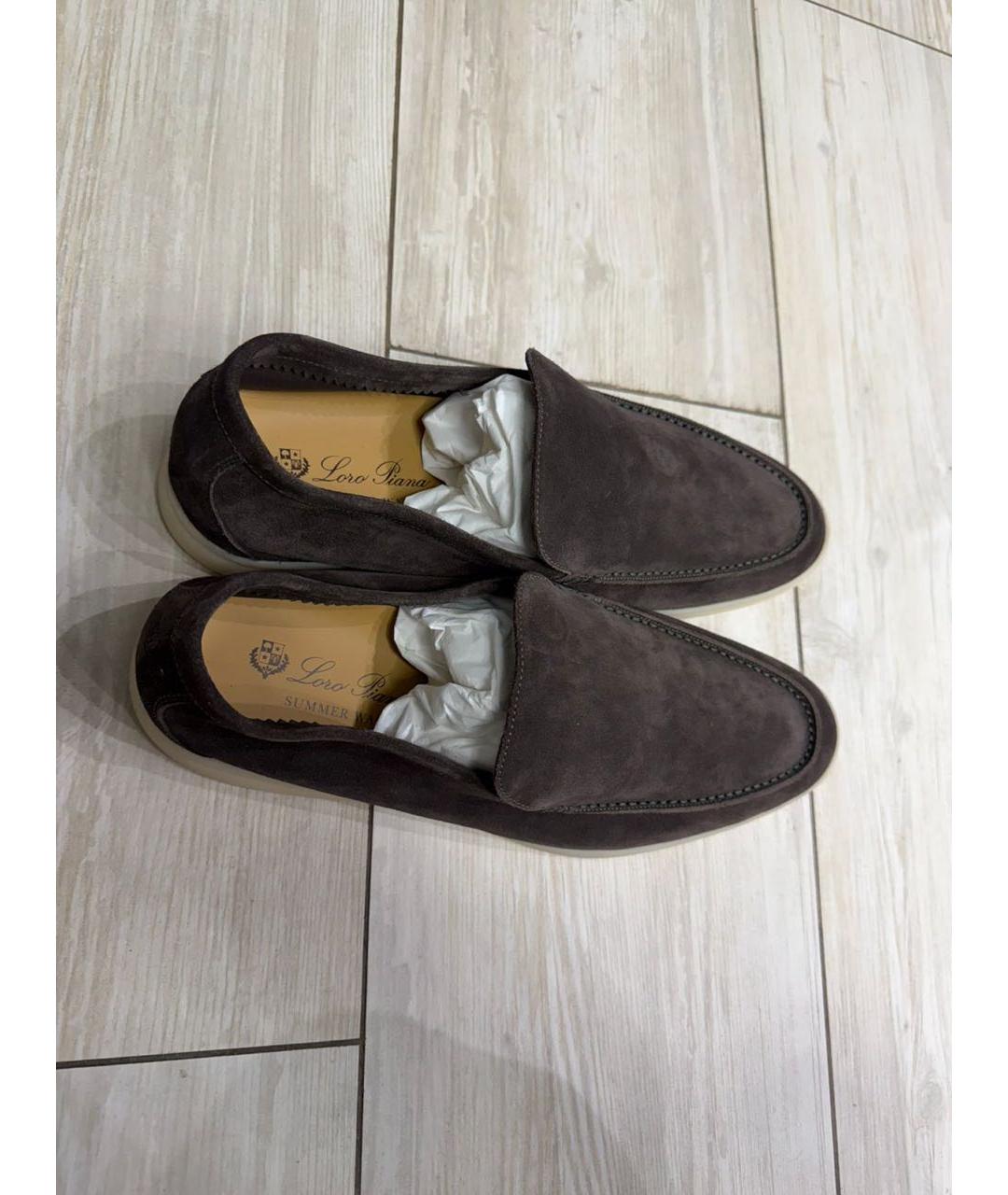 LORO PIANA Коричневые замшевые лоферы, фото 3