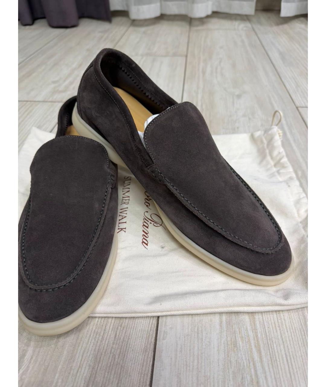 LORO PIANA Коричневые замшевые лоферы, фото 9