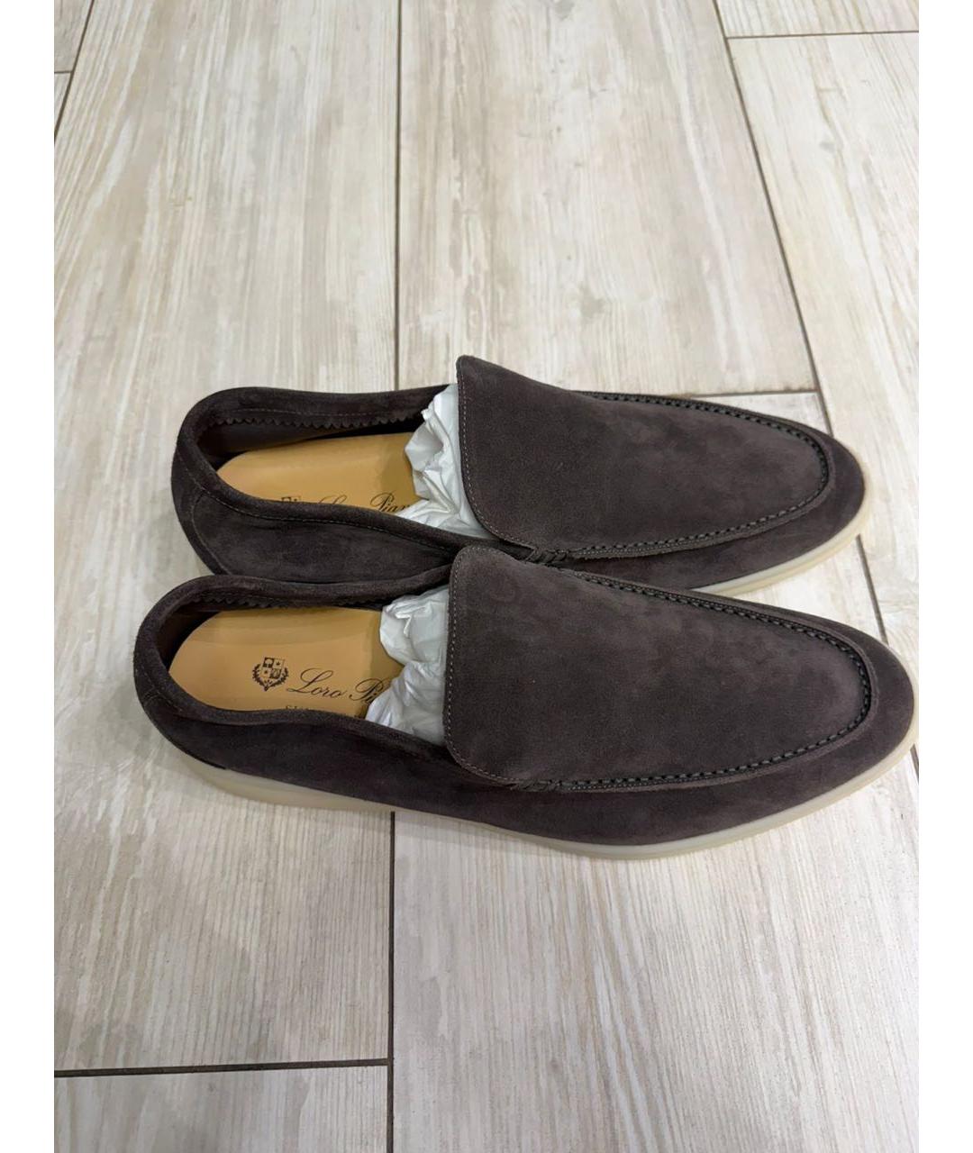 LORO PIANA Коричневые замшевые лоферы, фото 8