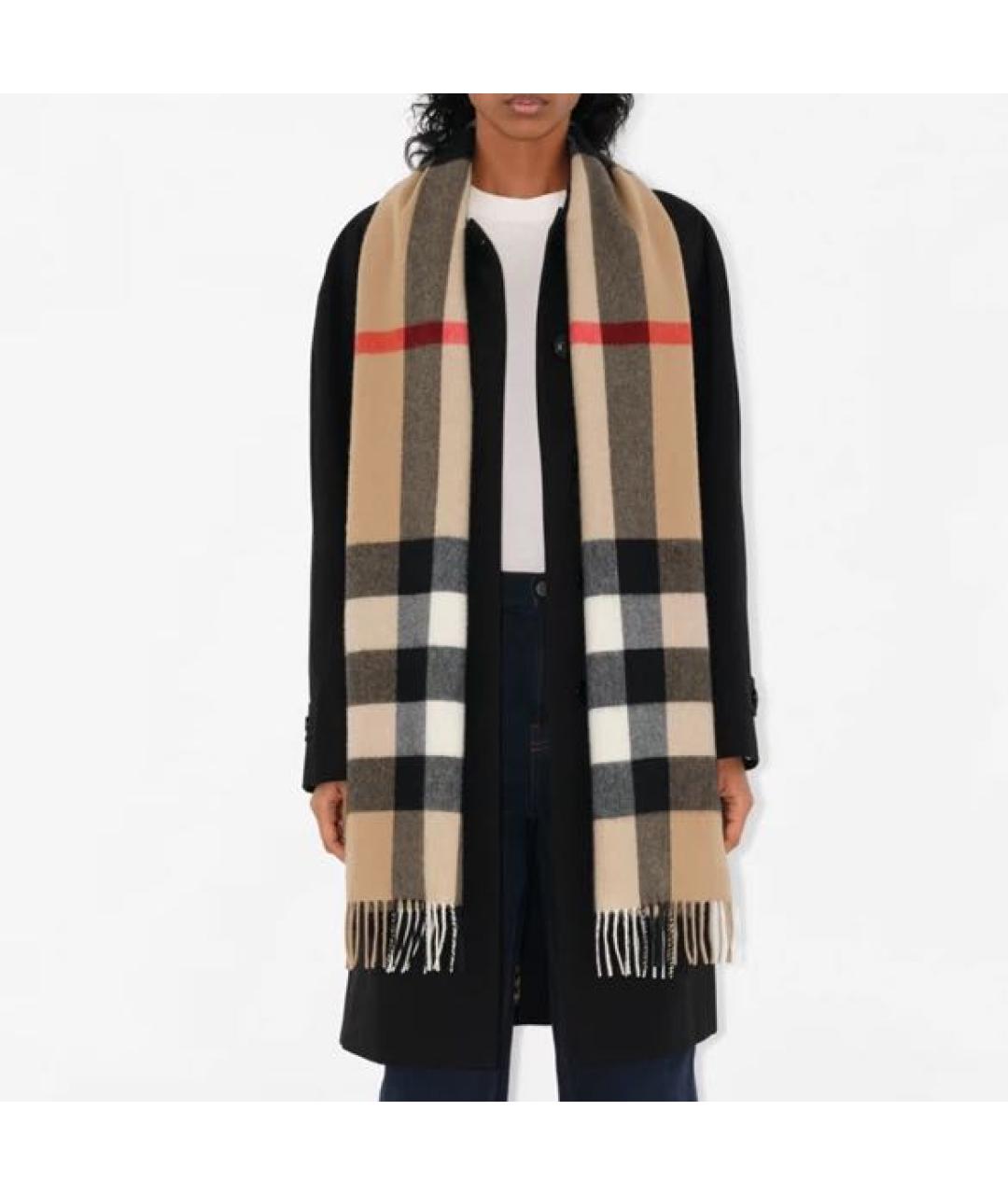 BURBERRY Бежевый кашемировый шарф, фото 3