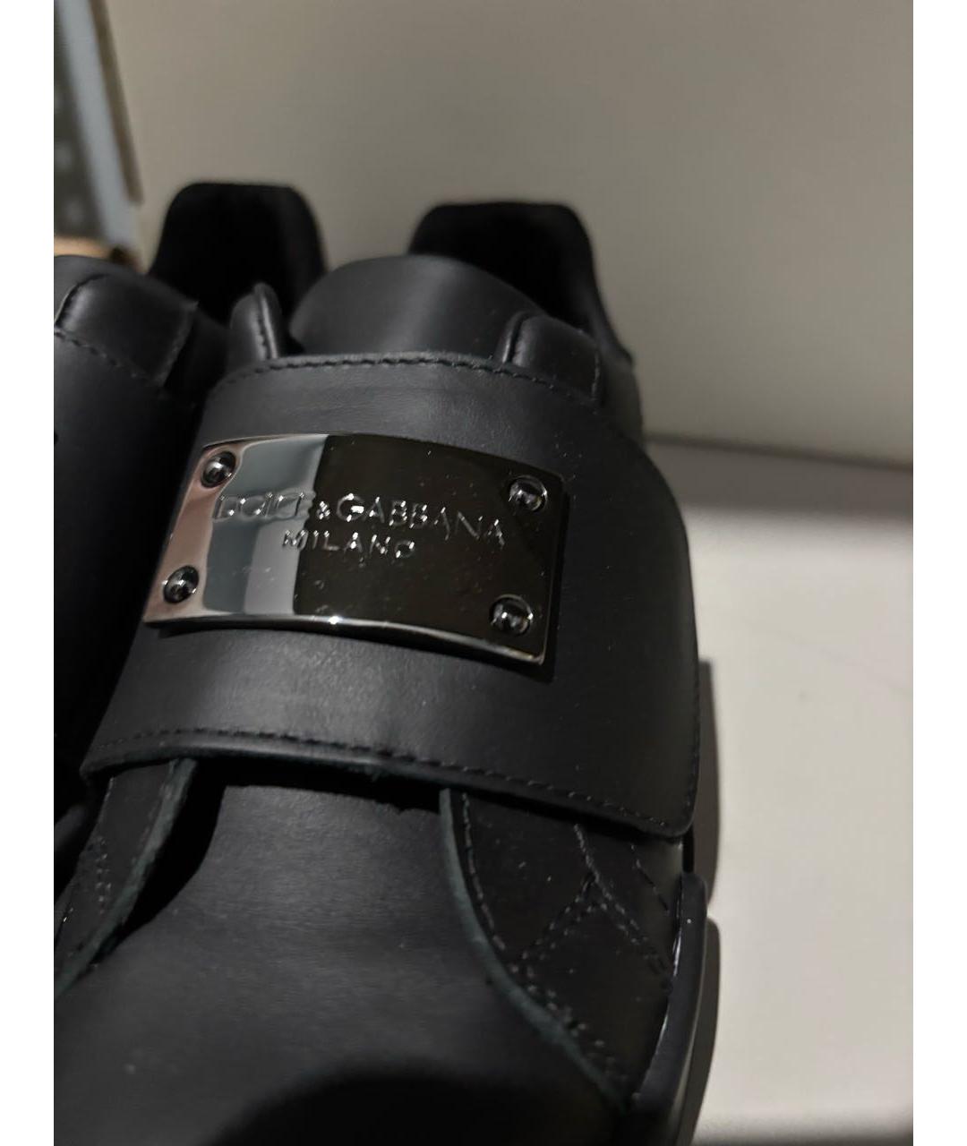 DOLCE&GABBANA Черные кожаные кеды, фото 5