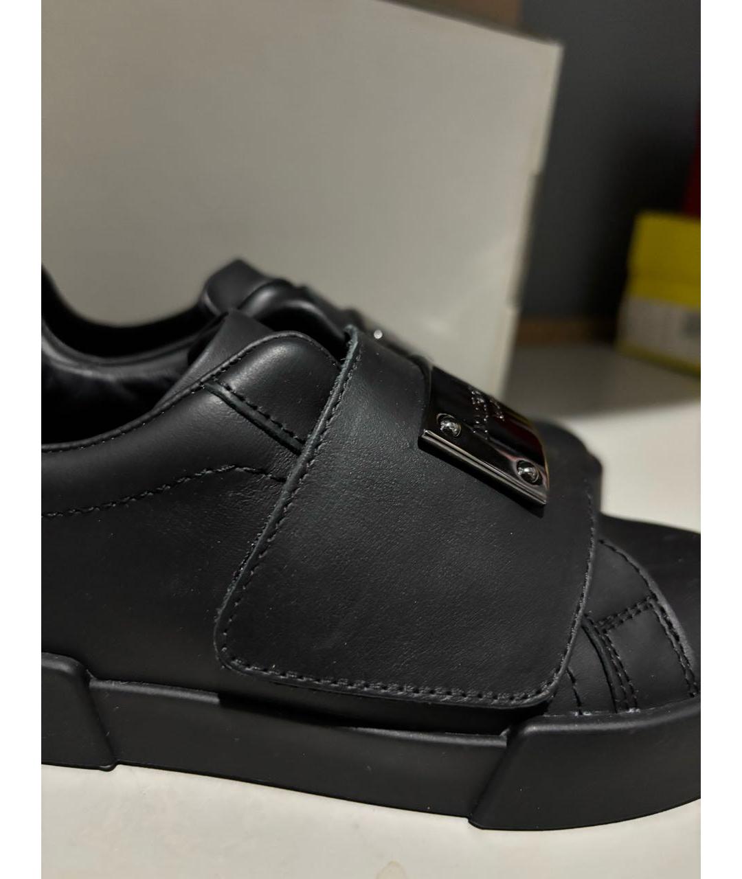 DOLCE&GABBANA Черные кожаные кеды, фото 8