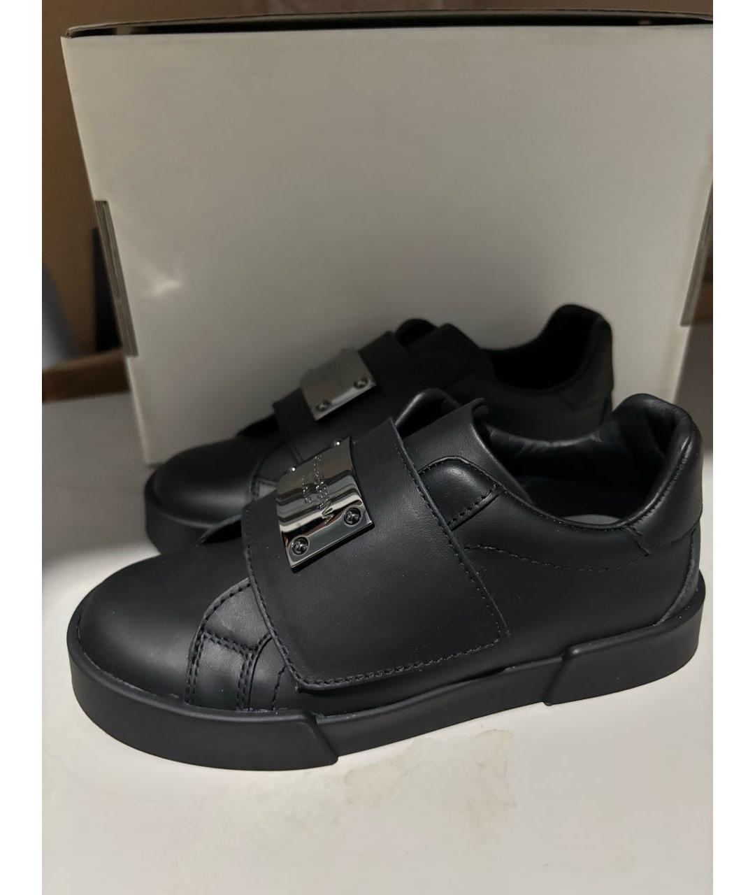 DOLCE&GABBANA Черные кожаные кеды, фото 9