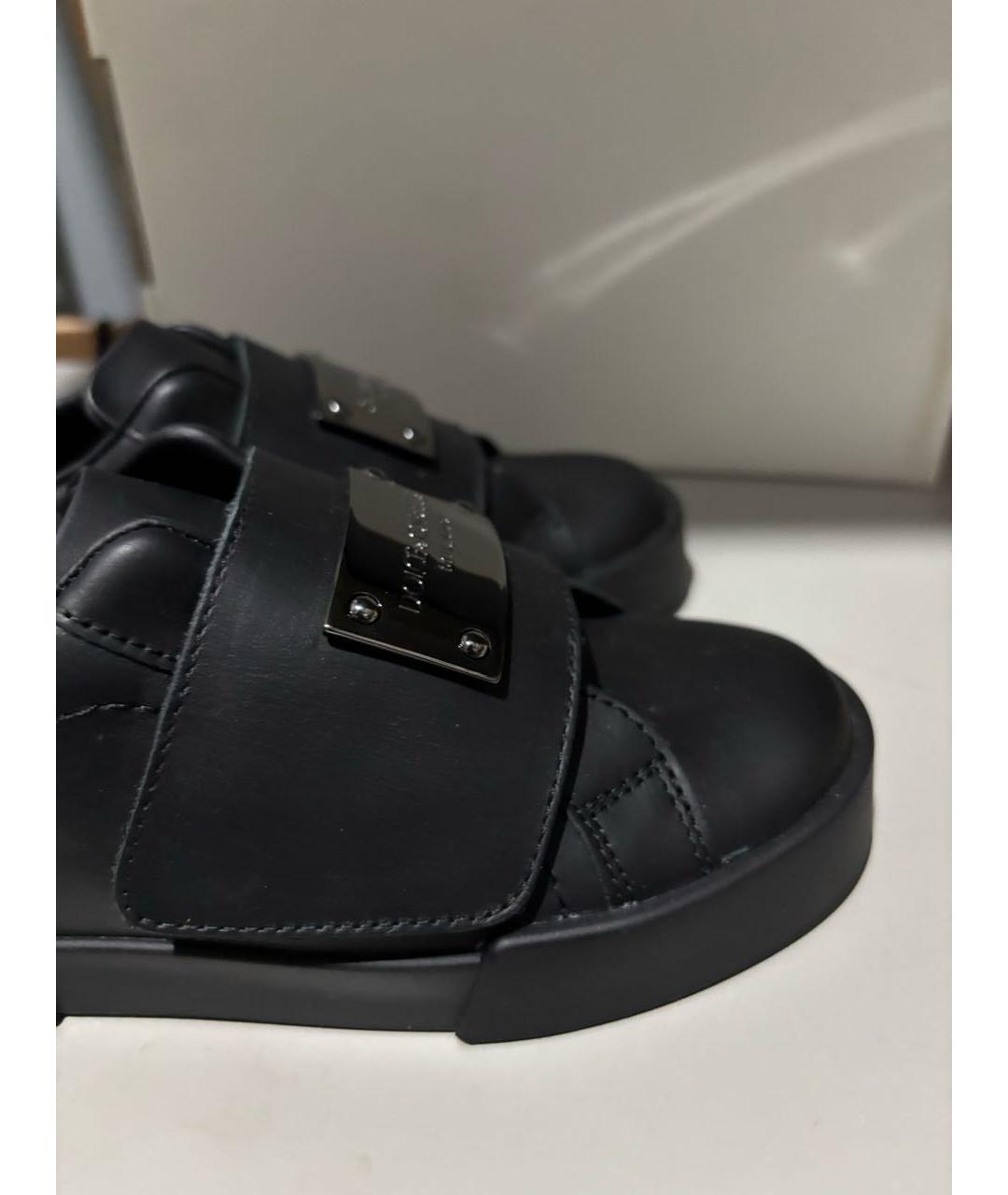 DOLCE&GABBANA Черные кожаные кеды, фото 7