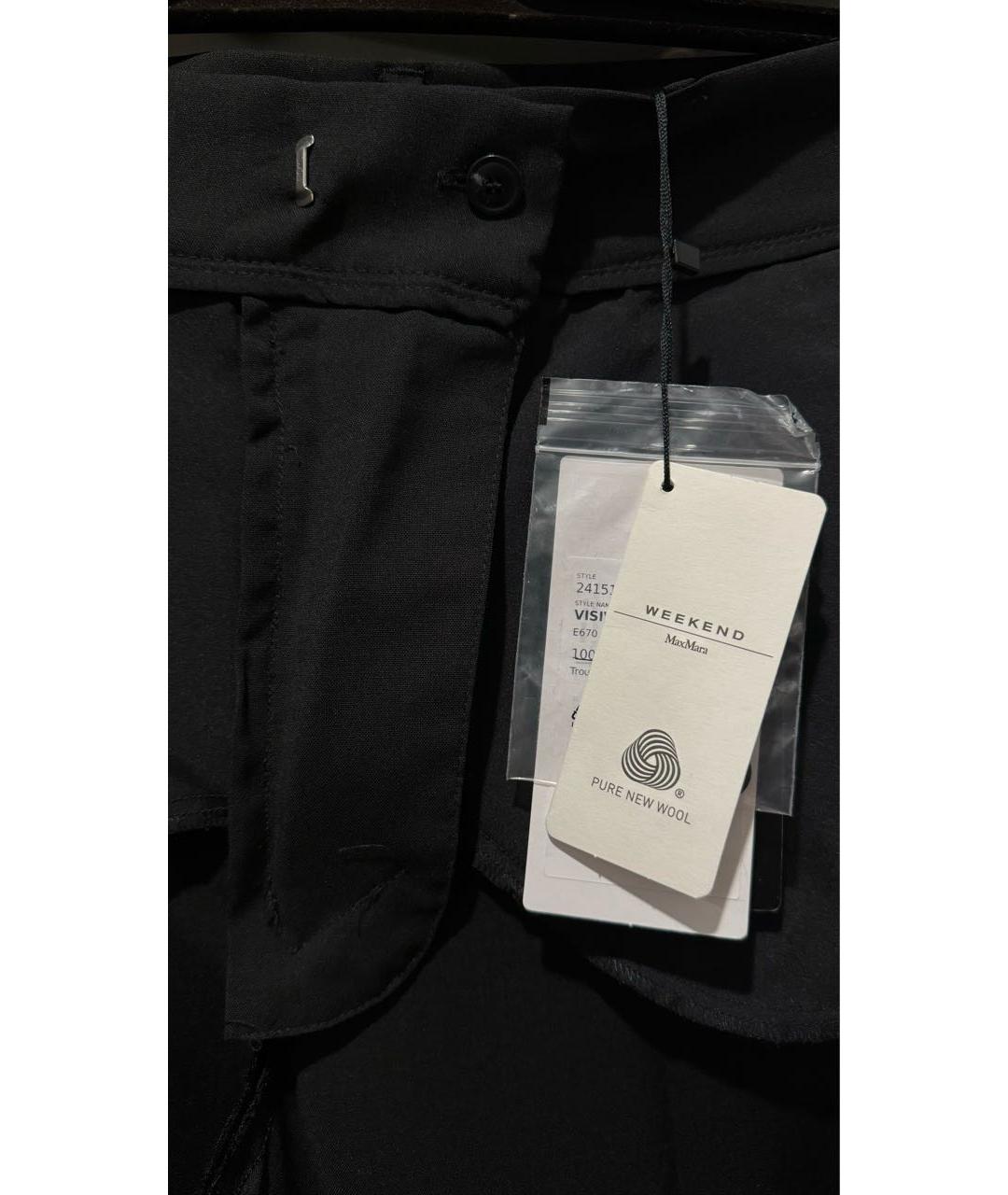 WEEKEND MAX MARA Черные шерстяные брюки широкие, фото 4