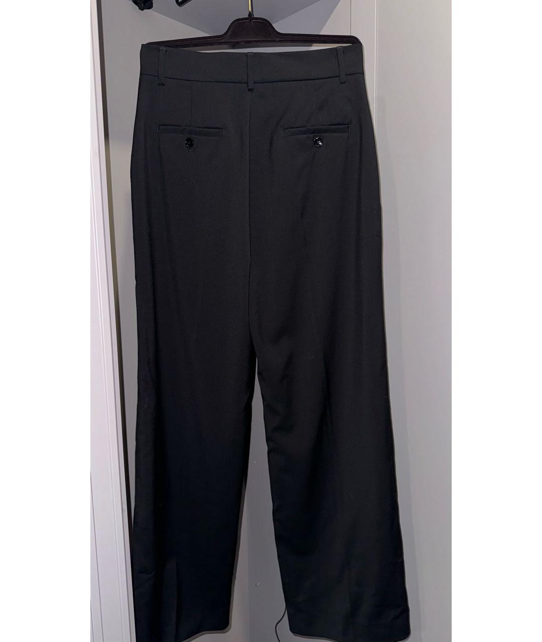 WEEKEND MAX MARA Черные шерстяные брюки широкие, фото 2