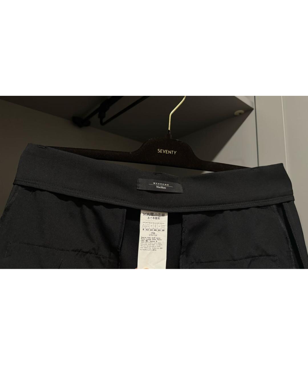 WEEKEND MAX MARA Черные шерстяные брюки широкие, фото 3