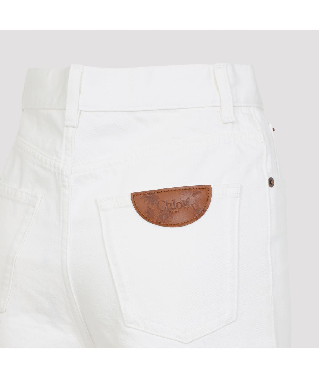CHLOE Белые хлопковые прямые джинсы, фото 4