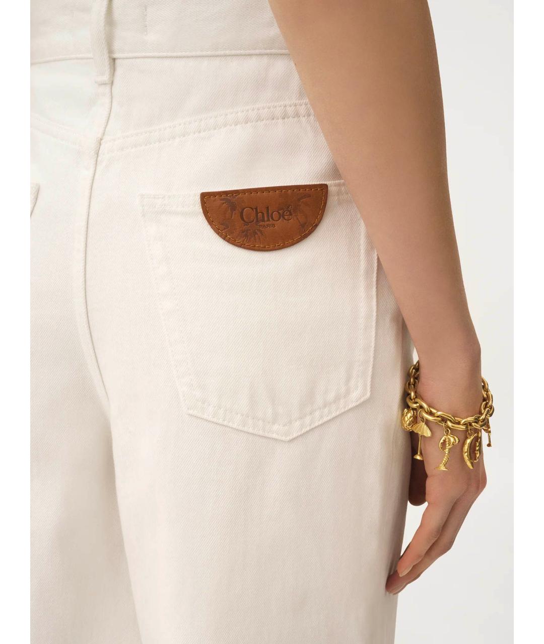 CHLOE Белые хлопковые прямые джинсы, фото 5