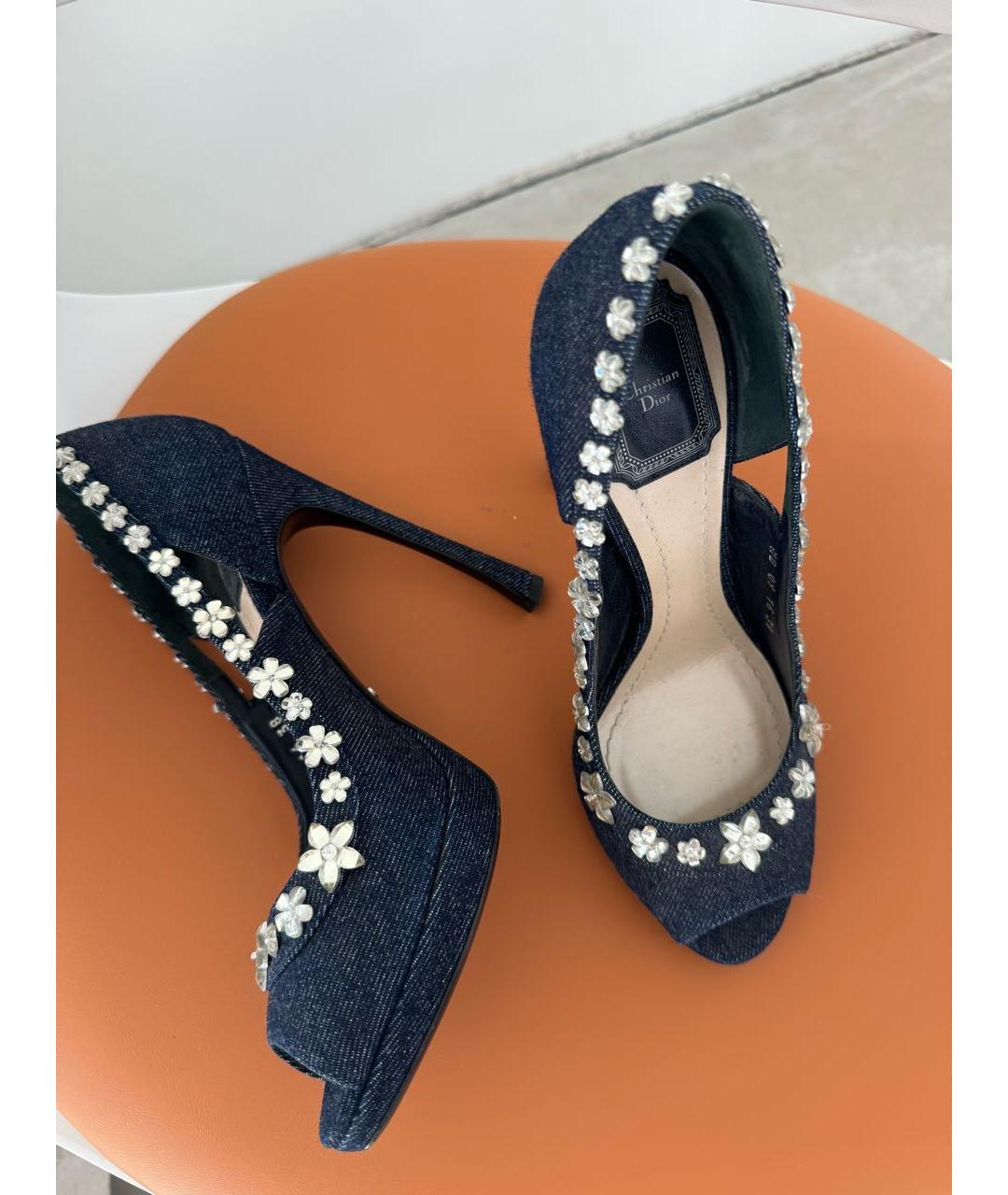 CHRISTIAN DIOR Синие текстильные туфли, фото 5