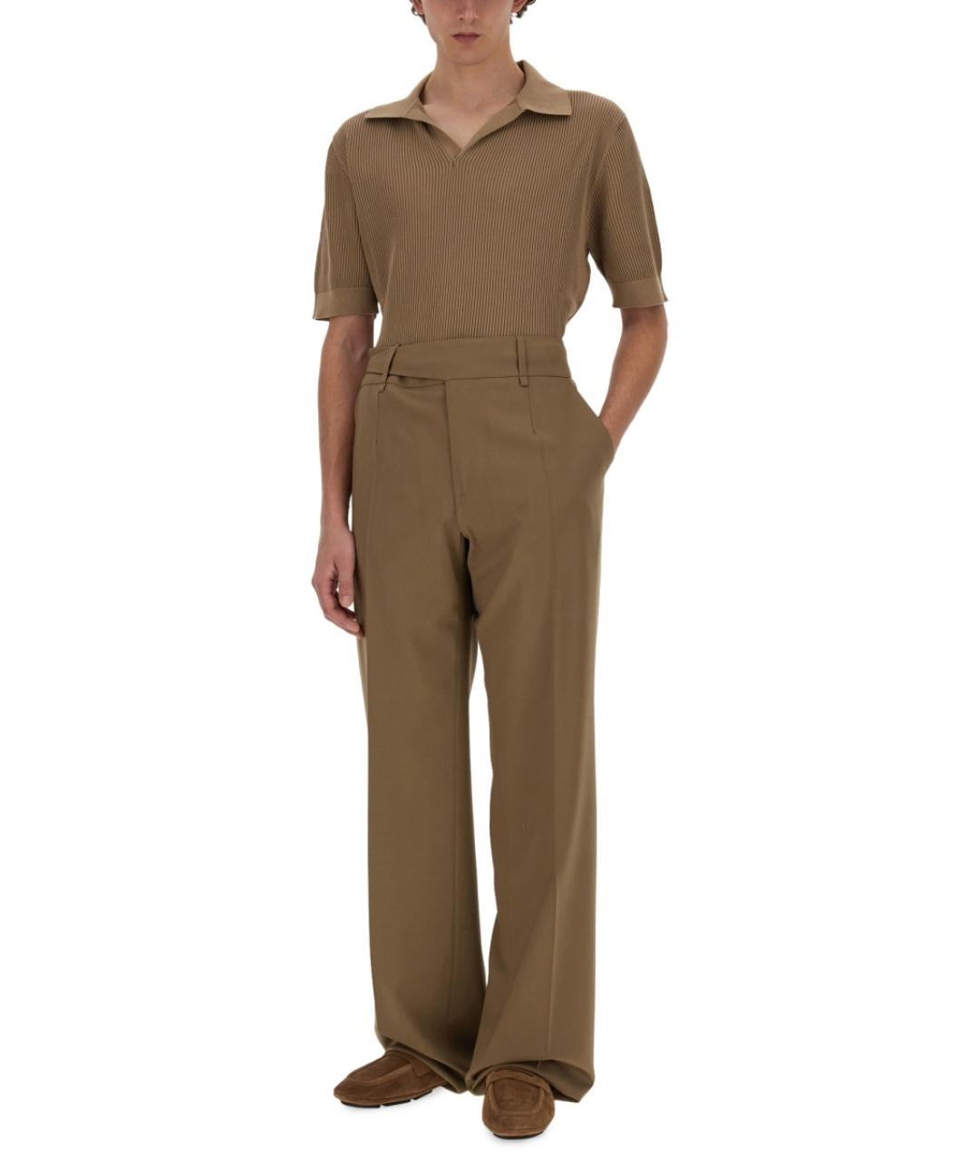 DOLCE&GABBANA Бежевые шерстяные повседневные брюки, фото 2