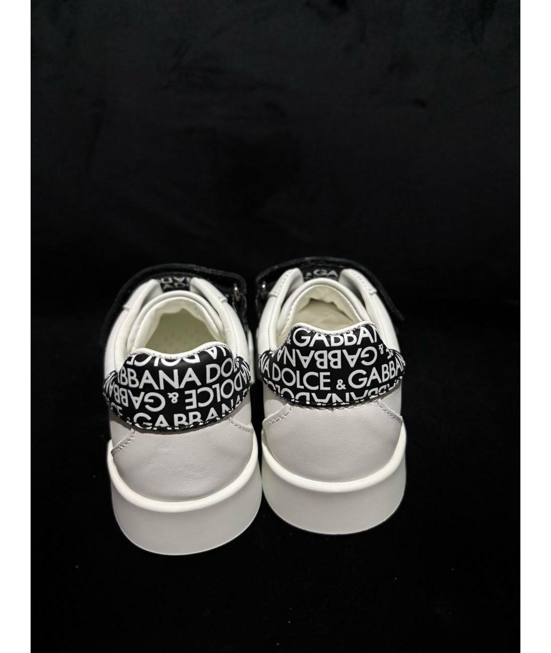 DOLCE&GABBANA Белые кожаные кеды, фото 4