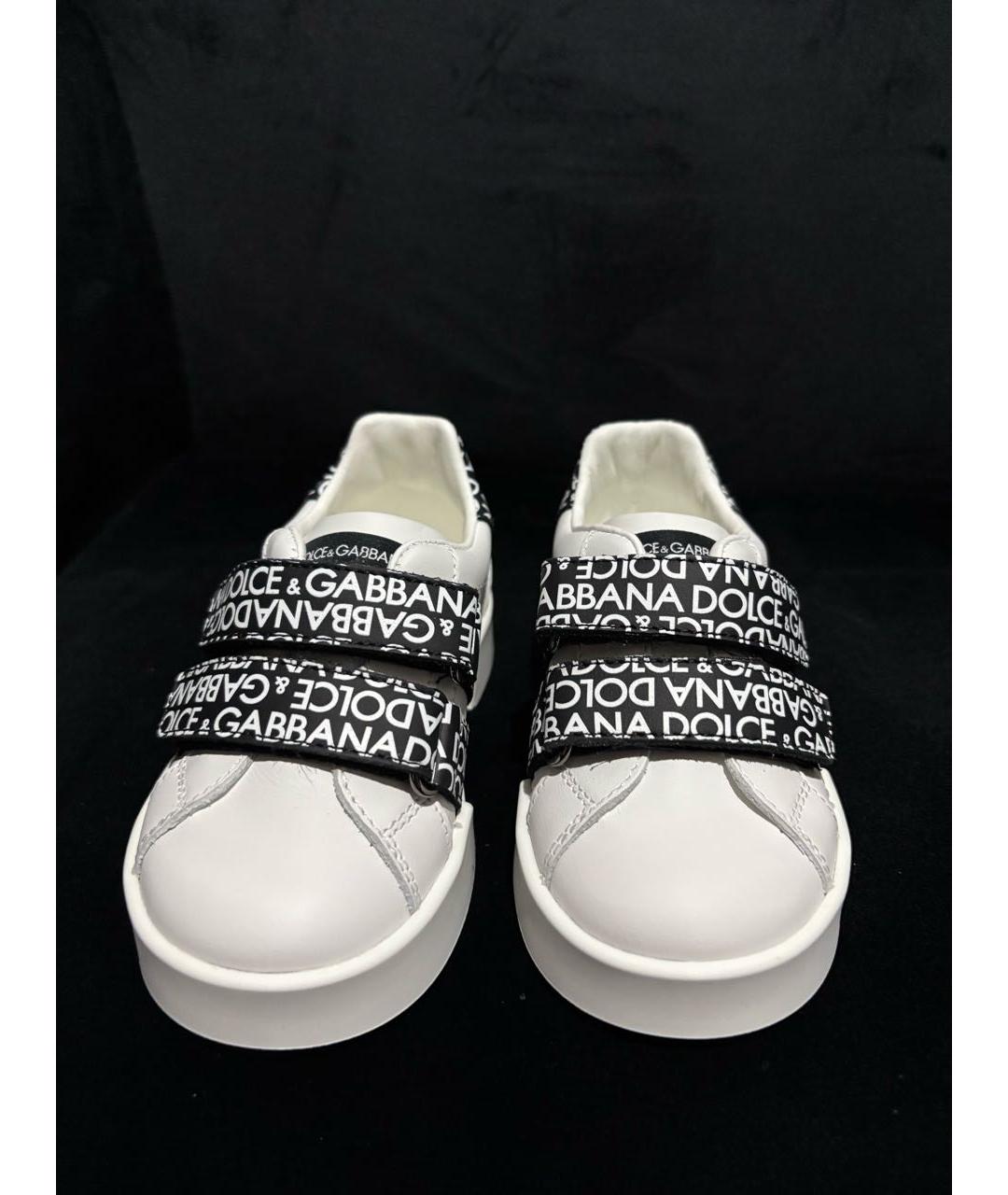 DOLCE&GABBANA Белые кожаные кеды, фото 2