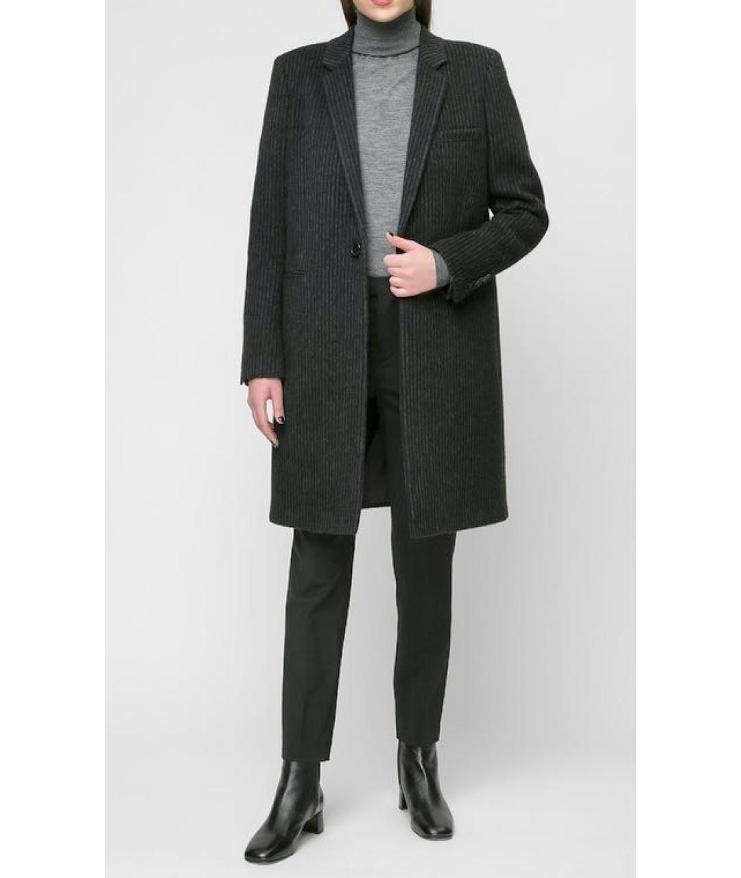 SAINT LAURENT Черное шерстяное пальто, фото 3