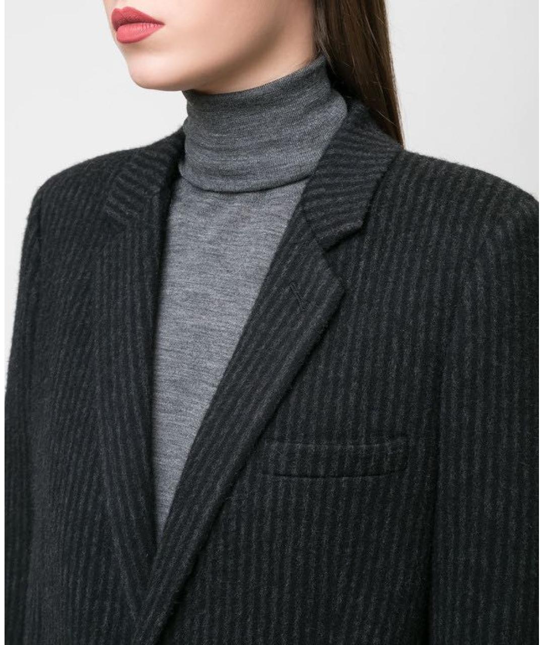 SAINT LAURENT Черное шерстяное пальто, фото 4