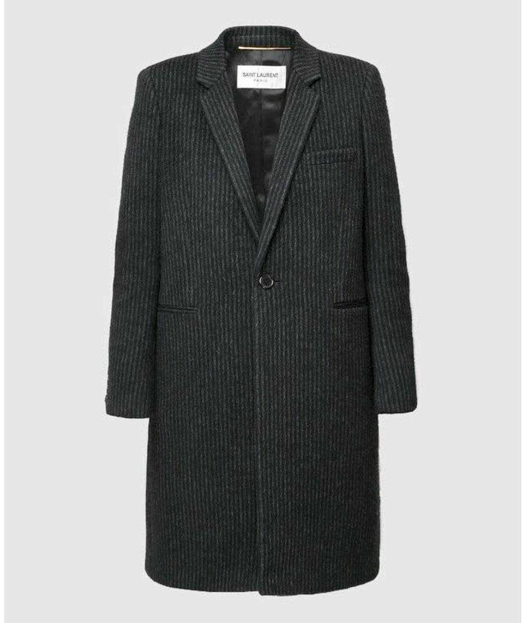 SAINT LAURENT Черное шерстяное пальто, фото 5