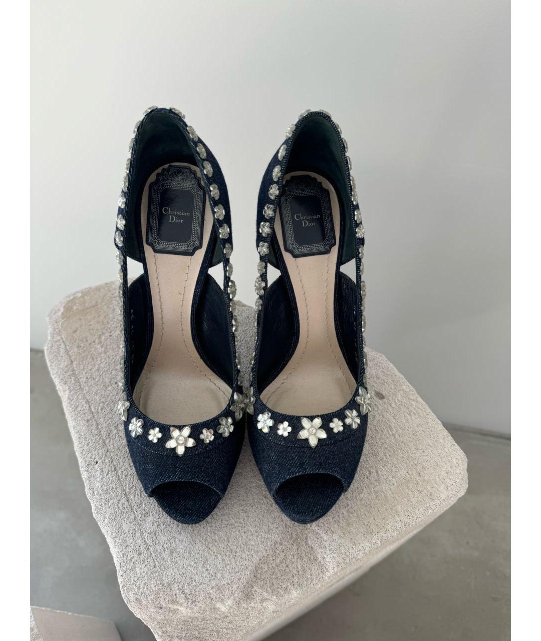 CHRISTIAN DIOR Синие текстильные туфли, фото 5