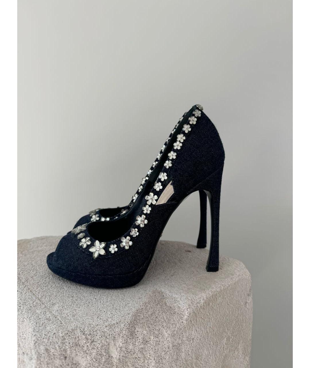 CHRISTIAN DIOR Синие текстильные туфли, фото 4