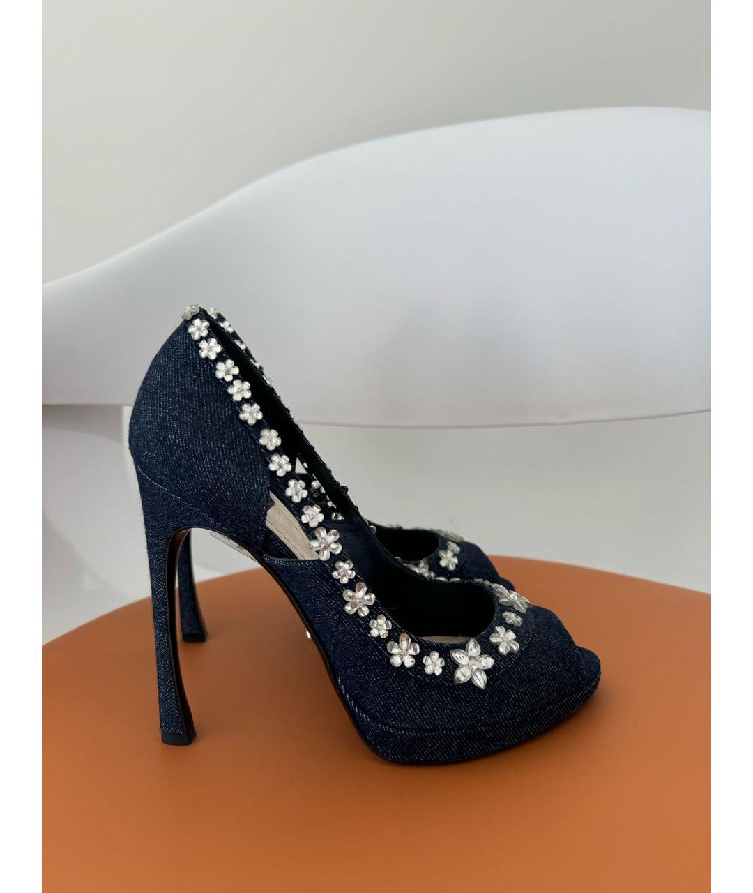 CHRISTIAN DIOR Синие текстильные туфли, фото 3