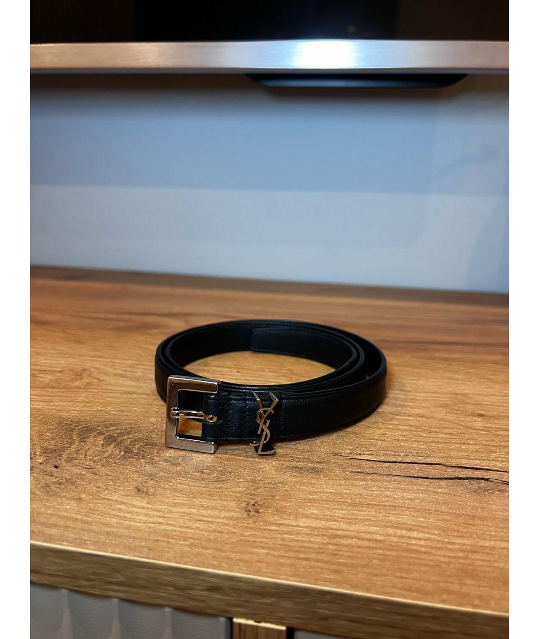 SAINT LAURENT Черный кожаный ремень, фото 5