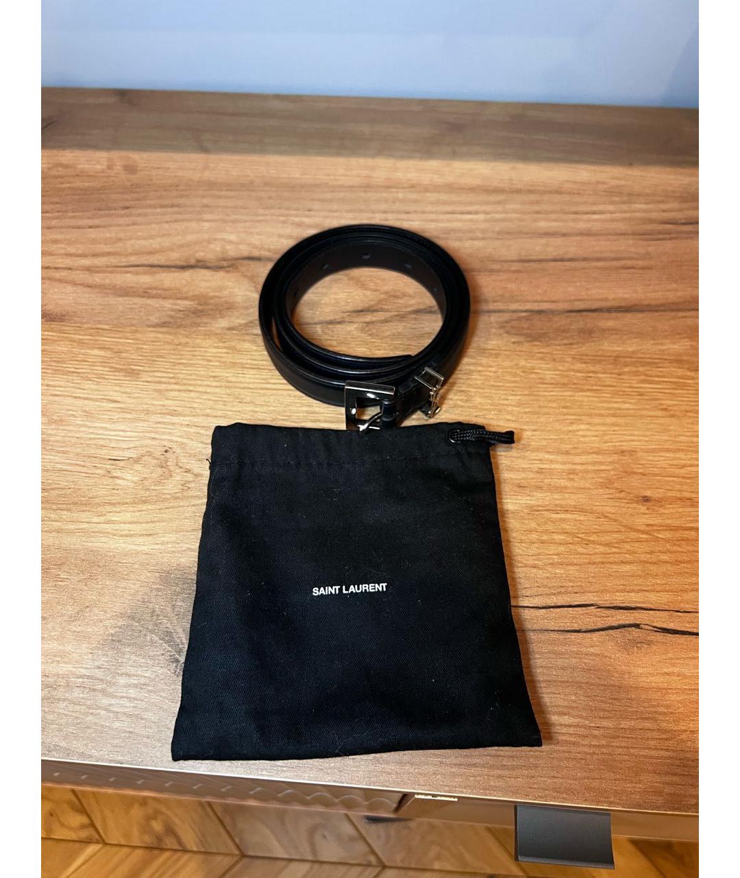 SAINT LAURENT Черный кожаный ремень, фото 4