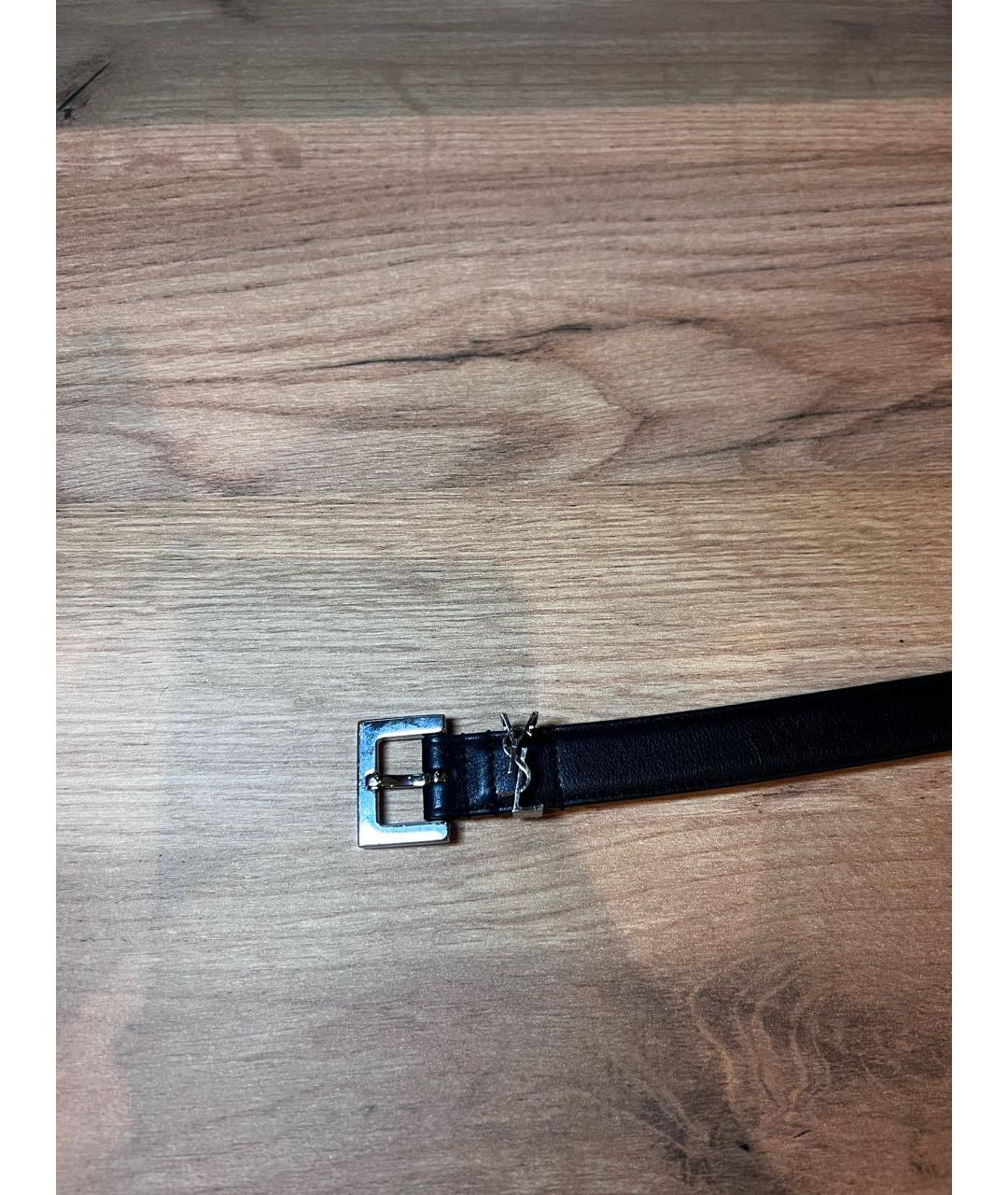 SAINT LAURENT Черный кожаный ремень, фото 2