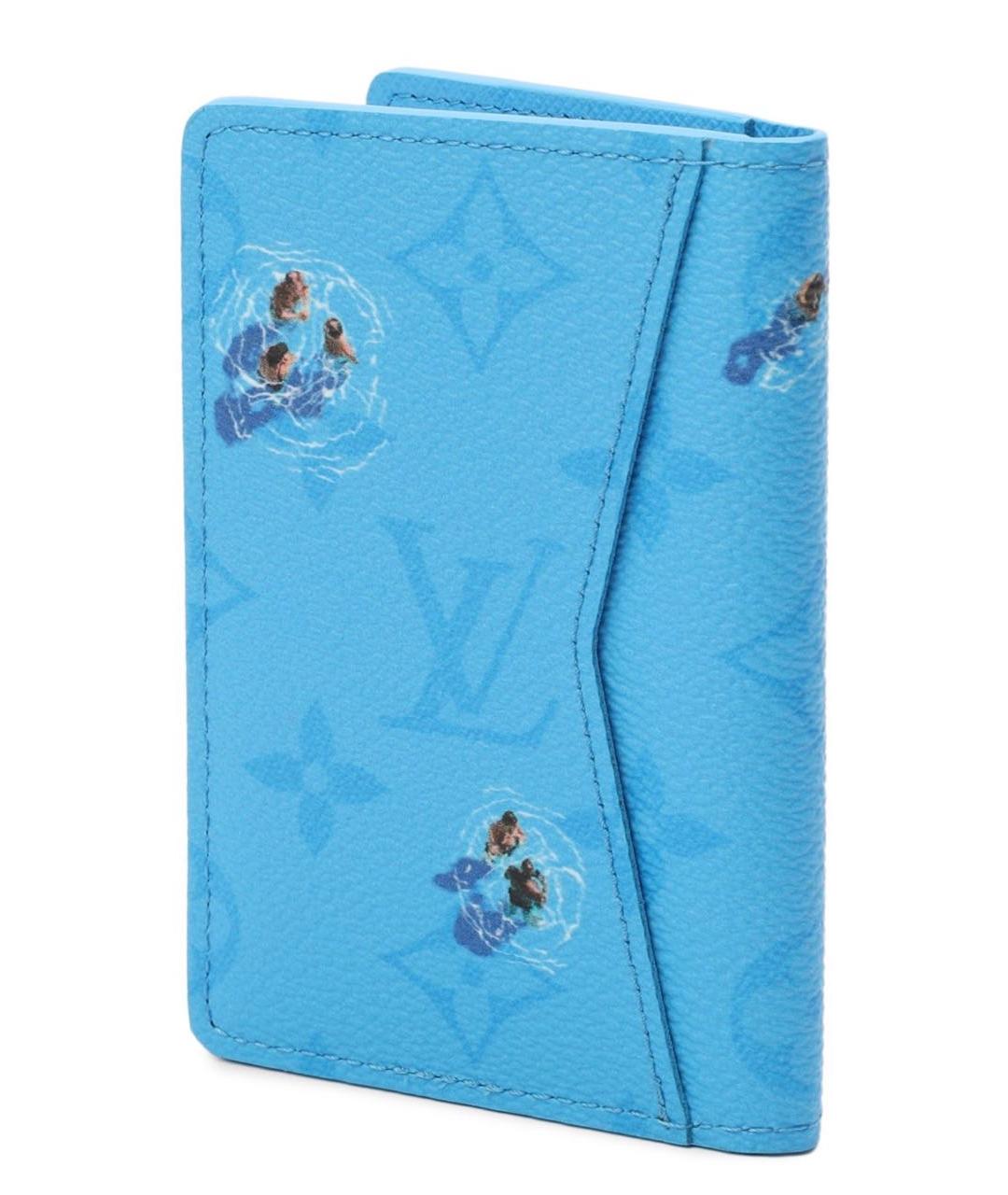 LOUIS VUITTON Голубой кожаный кардхолдер, фото 2