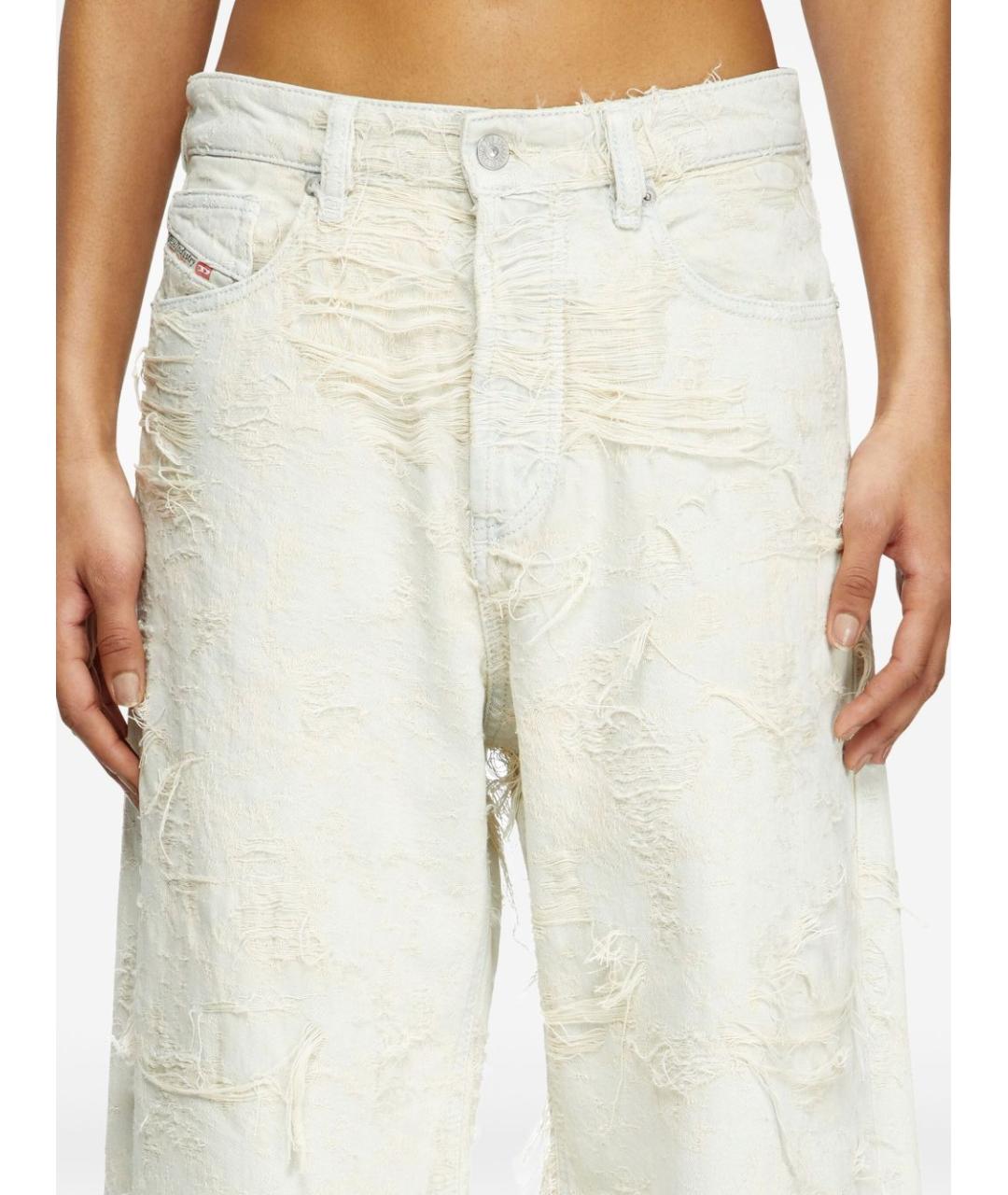 DIESEL Белые хлопковые прямые джинсы, фото 3