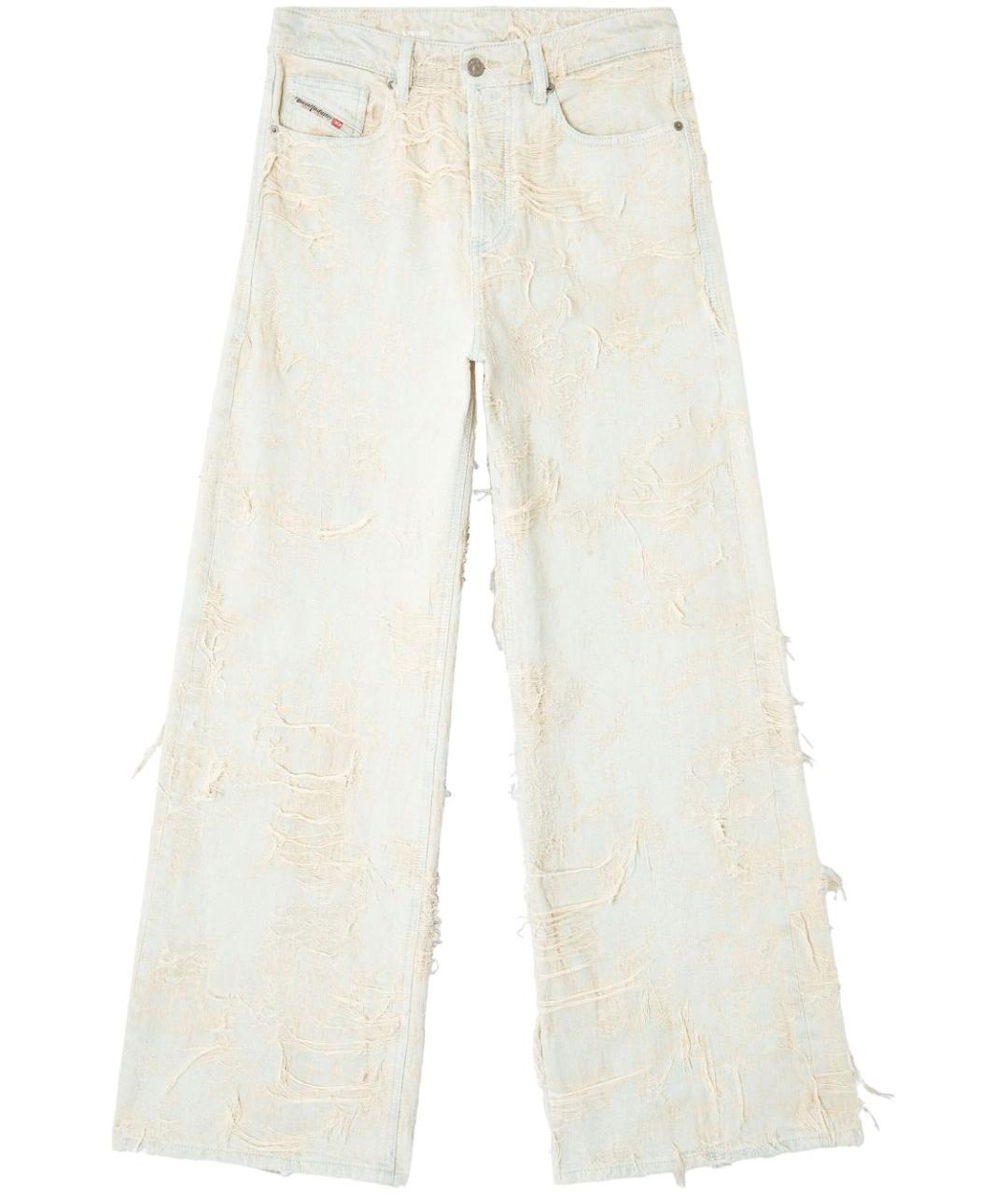 DIESEL Белые хлопковые прямые джинсы, фото 1