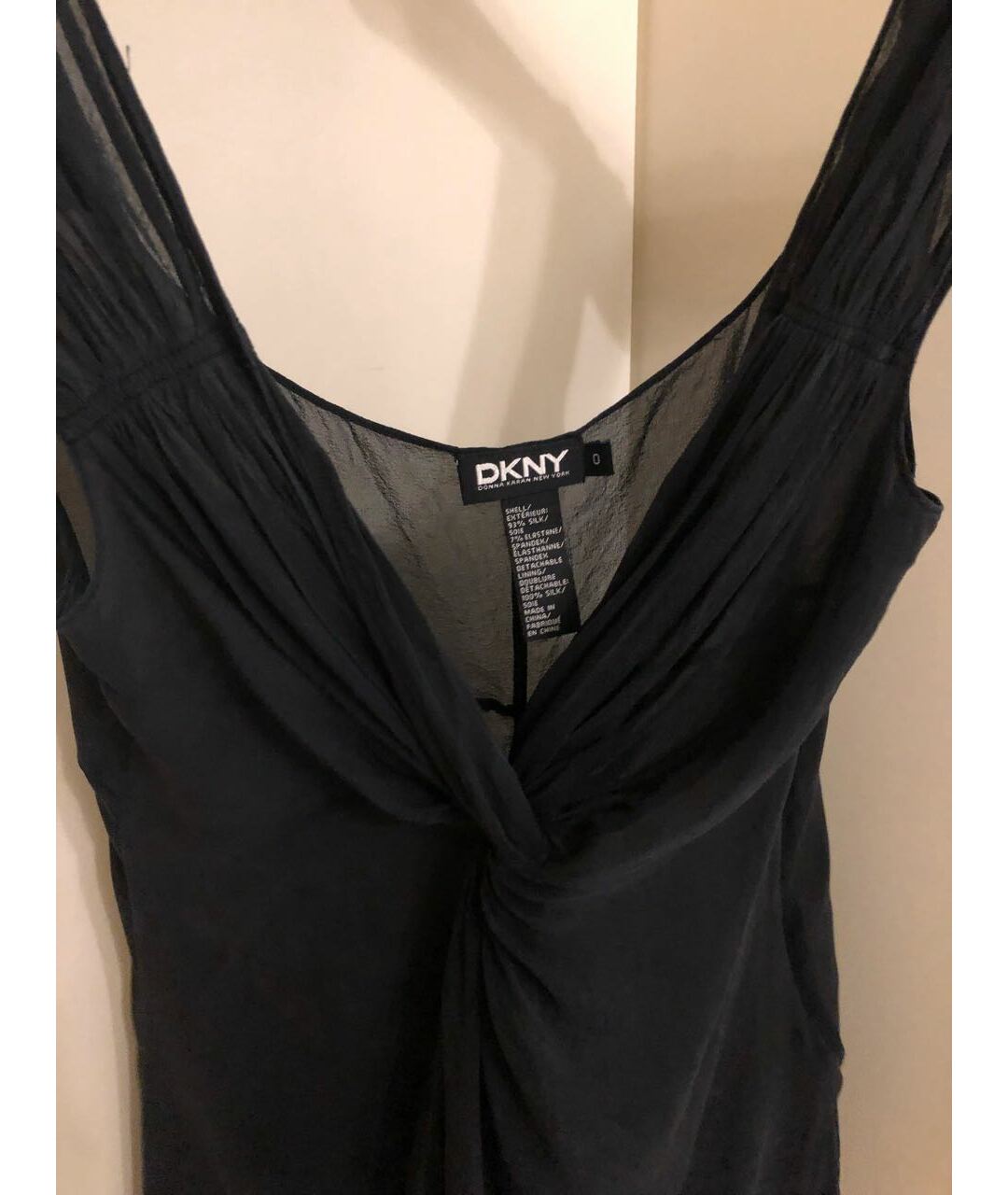 DKNY Черная шелковая майка, фото 3