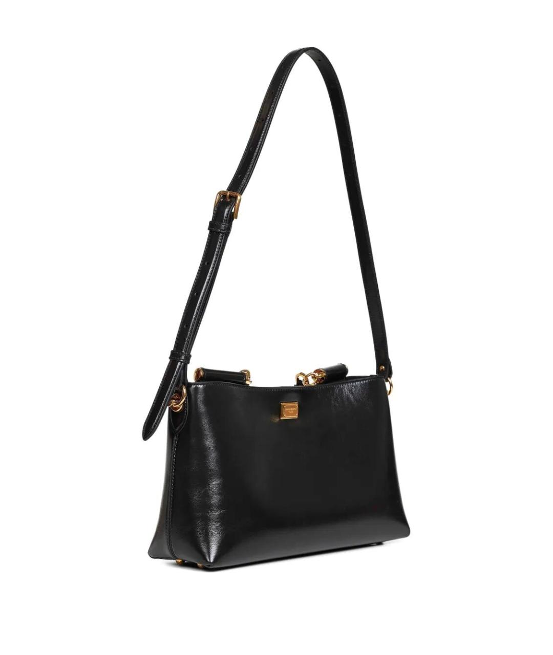 DOLCE&GABBANA Черная кожаная сумка через плечо, фото 2